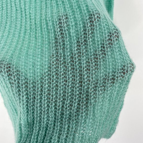 Project Naadam XS Sweater Pullover Bell Sleeve Tie Mint Green Open Knit Acrylic - Picture 10 of 11